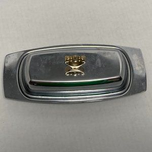 Vintage Kromex Chrome Butter Dish Finial Topped